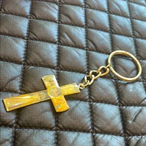 Gold Cross  Vintage Keychain